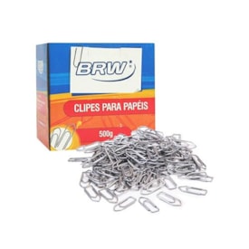 Clips de Papel Galvanizado Prata Nº 6.0 BRW Caixa com 500gr