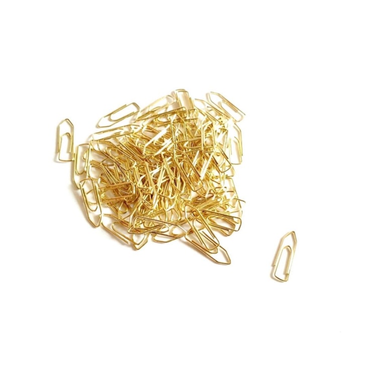 Clips de Papel Mini Dourado Prata Nº 5 1,3cm BRW com 200un