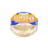 Clips de Papel Mini Dourado Prata Nº 5 1,3cm BRW com 200un