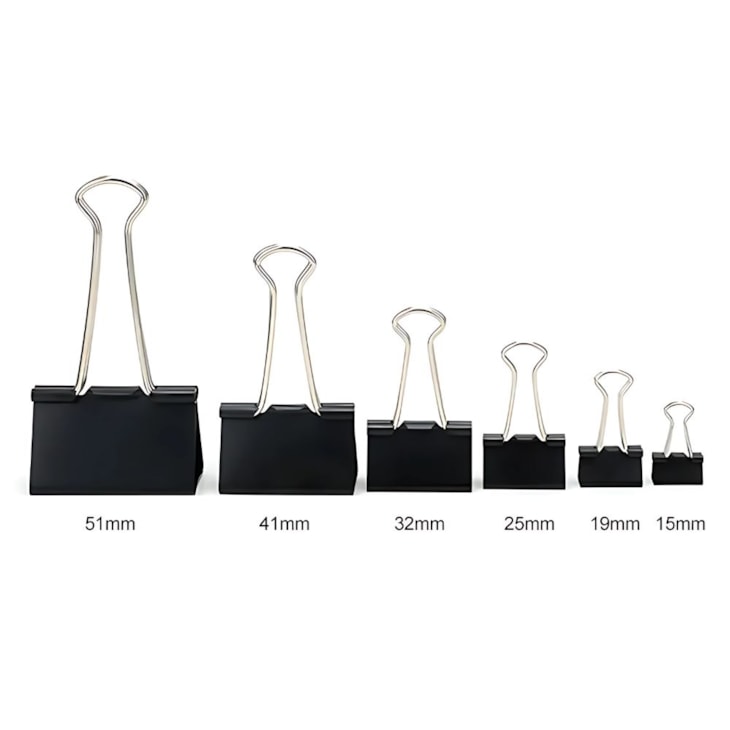 Clips para Papel Binder BRW Preto 25mm 12 Und