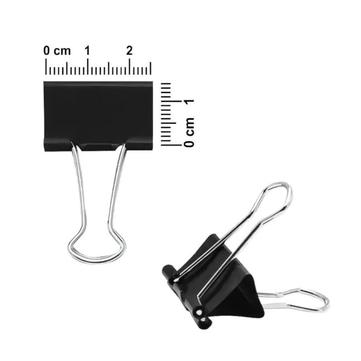 Clips para Papel Binder Metal Cor Preto 25mm  BRW com 12un