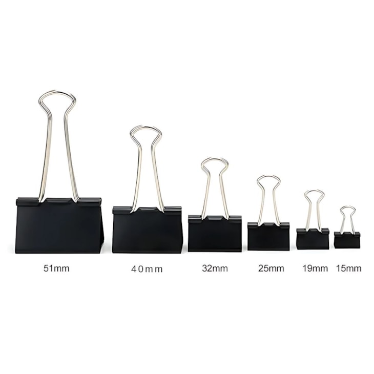 Clips para Papel Binder Metal Cor Preto 40mm BRW com 12un