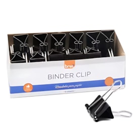 Clips para Papel Binder Metal Cor Preto 40mm BRW com 12un