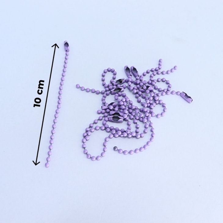 Corrente Tag de Bolinha Lilás 2,5mmx10cm C/ 10un