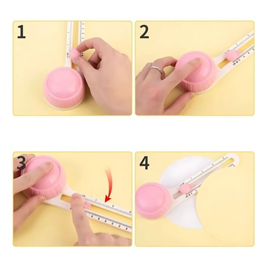 Cortador circular Rosa com refil escala métrica e inglesa