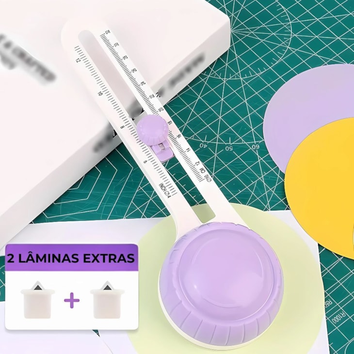 Cortador circular Várias Cores com refil escala métrica e inglesa