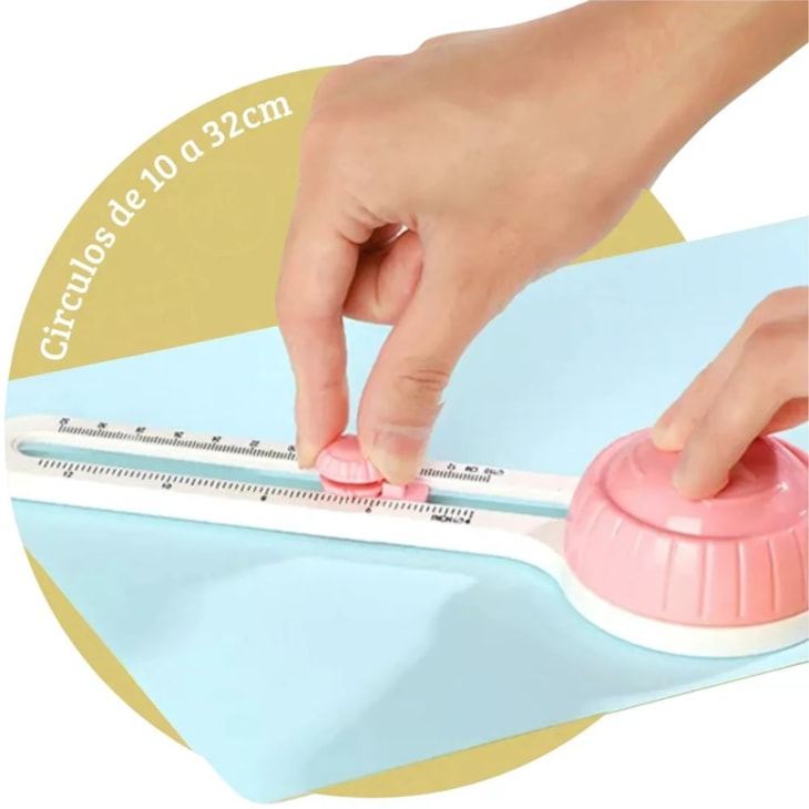 Cortador circular Várias Cores com refil escala métrica e inglesa