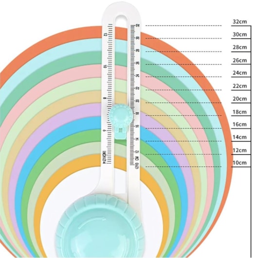 Cortador circular Verde com refil escala métrica e inglesa