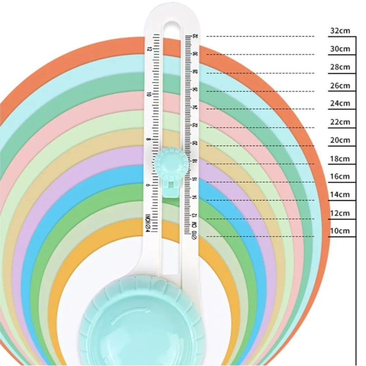 Cortador circular Verde com refil escala métrica e inglesa