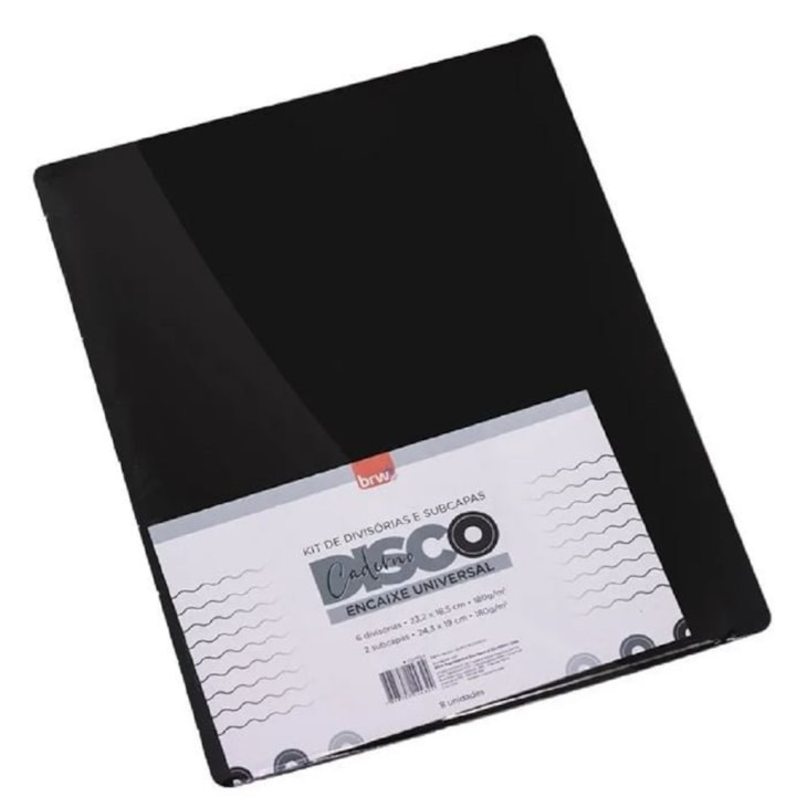 Divisórias e Subcapas Preto para Caderno de Disco BRW