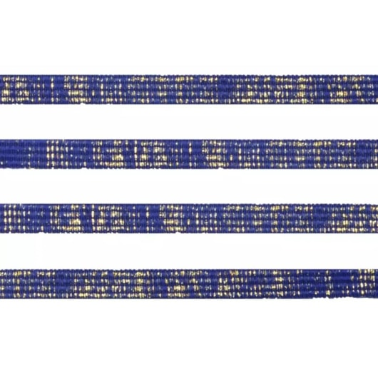 Elástico 7mm Metalizado Azul Royal/Ouro com 10m Marpax