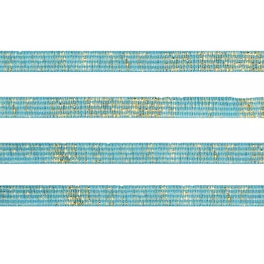 Elástico 7mm Metalizado Azul Turquesa/Ouro 10m Marpax