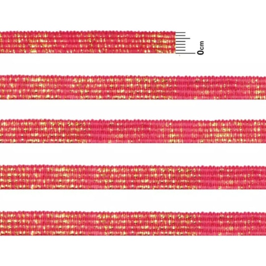 Elástico 7mm Metalizado Pink/Ouro 10m Marpax