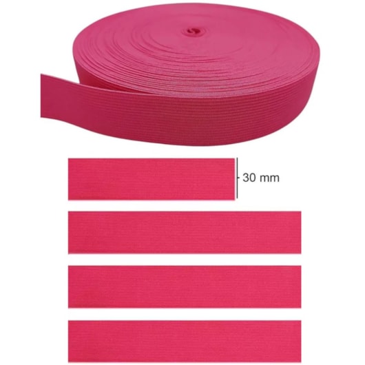 Elástico Chato Colorido Pink 30mmX25m Marpax