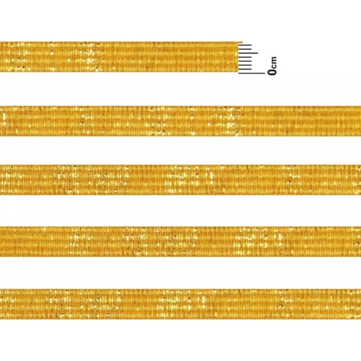 Elástico Chato Metalizado 7mm Amarelo com Ouro Marpax 10m