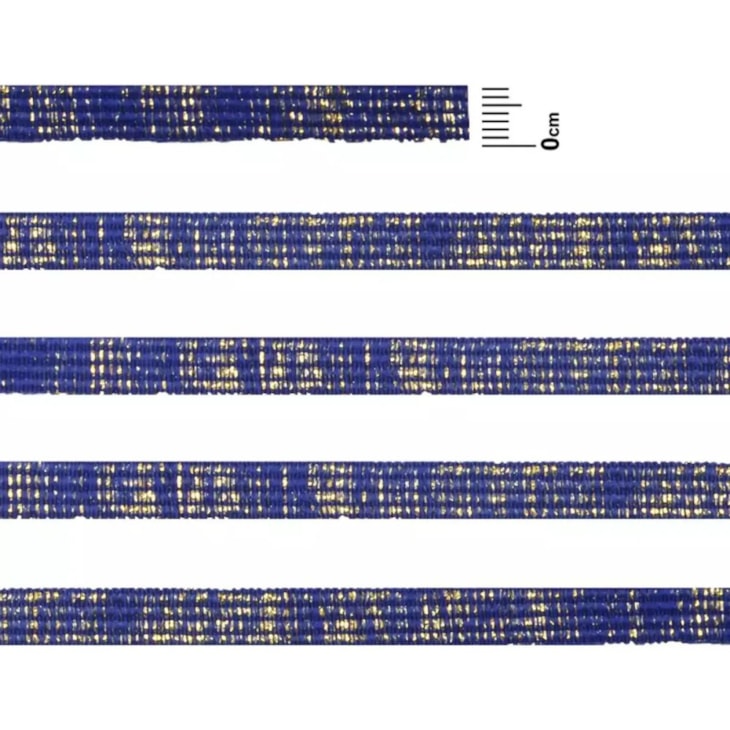 Elástico Chato Metalizado 7mm Azul Royal com Ouro Marpax 10m