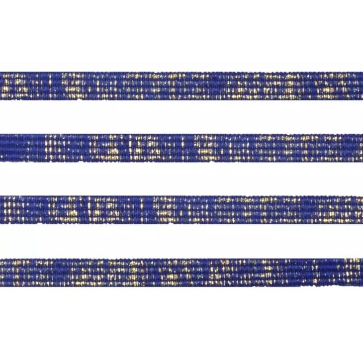 Elástico Chato Metalizado 7mm Azul Royal com Ouro Marpax 10m