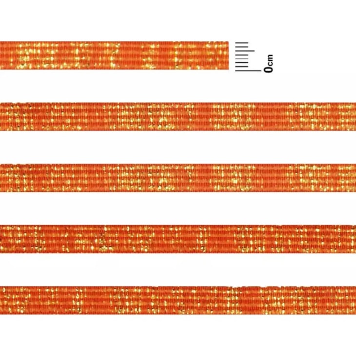 Elástico Chato Metalizado 7mm Laranja com Ouro Marpax 10m