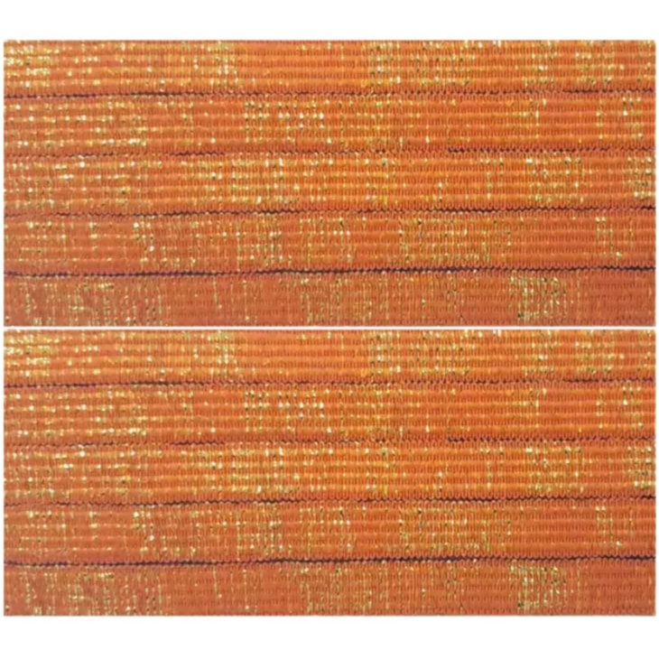 Elástico Chato Metalizado 7mm Laranja com Ouro Marpax 10m