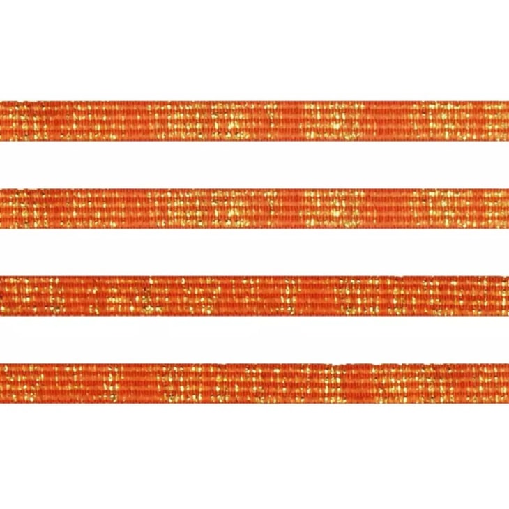 Elástico Chato Metalizado 7mm Laranja com Ouro Marpax 10m