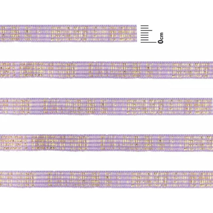 Elástico Chato Metalizado 7mm Lílas com Ouro Marpax 10m