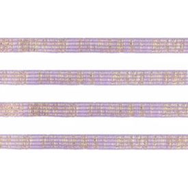 Elástico Chato Metalizado 7mm Lílas com Ouro Marpax 10m