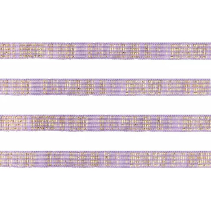 Elástico Chato Metalizado 7mm Lílas com Ouro Marpax 10m