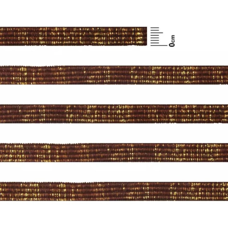 Elástico Chato Metalizado 7mm Marrom com Ouro Marpax 10m