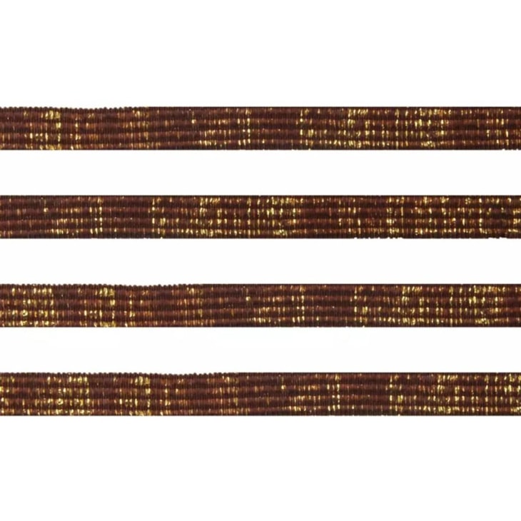 Elástico Chato Metalizado 7mm Marrom com Ouro Marpax 10m