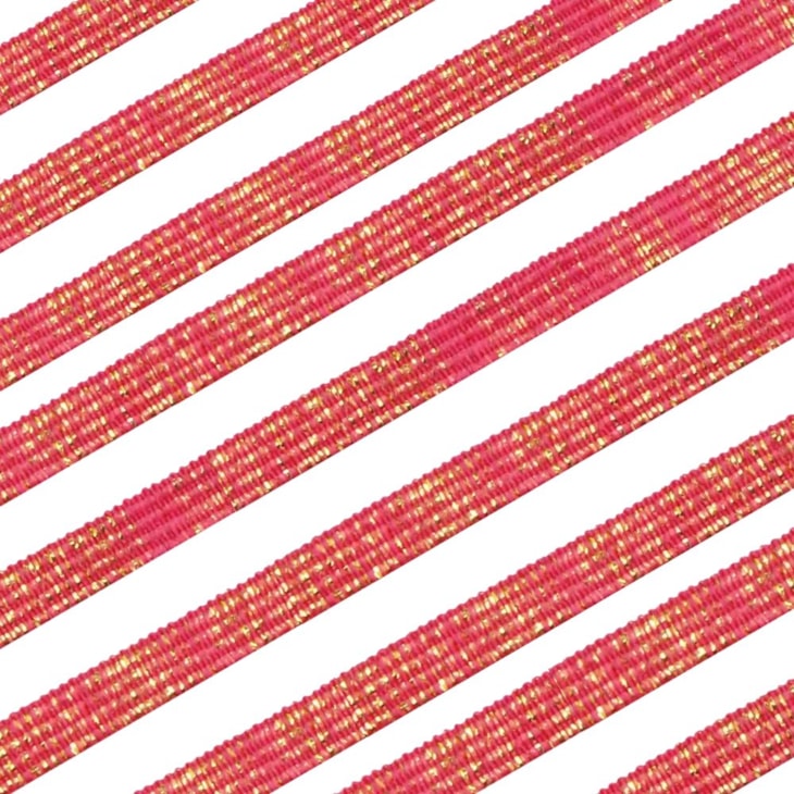 Elástico Chato Metalizado 7mm Pink com Ouro Marpax com 10m