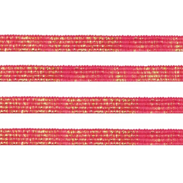 Elástico Chato Metalizado 7mm Pink com Ouro Marpax com 10m