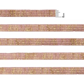 Elástico Chato Metalizado 7mm Rosa Bebê com Ouro Marpax 10m