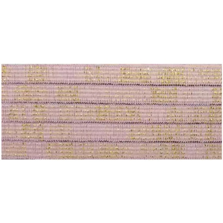 Elástico Chato Metalizado 7mm Rosa Bebê com Ouro Marpax 10m