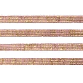 Elástico Chato Metalizado 7mm Rosa Bebê com Ouro Marpax 10m