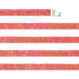 Elástico Chato Metalizado 7mm Rosa Cit. com Ouro Marpax 10m