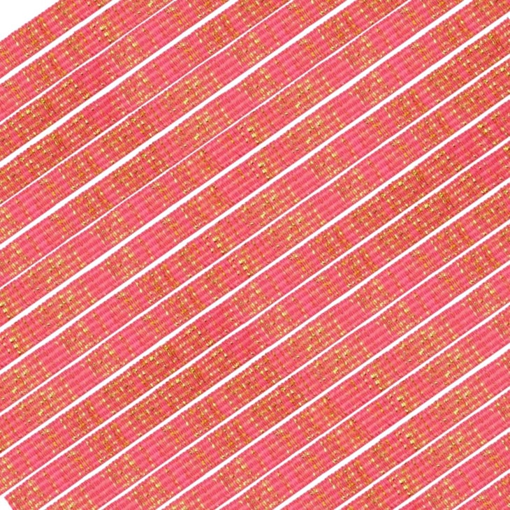 Elástico Chato Metalizado 7mm Rosa Cit. com Ouro Marpax 10m