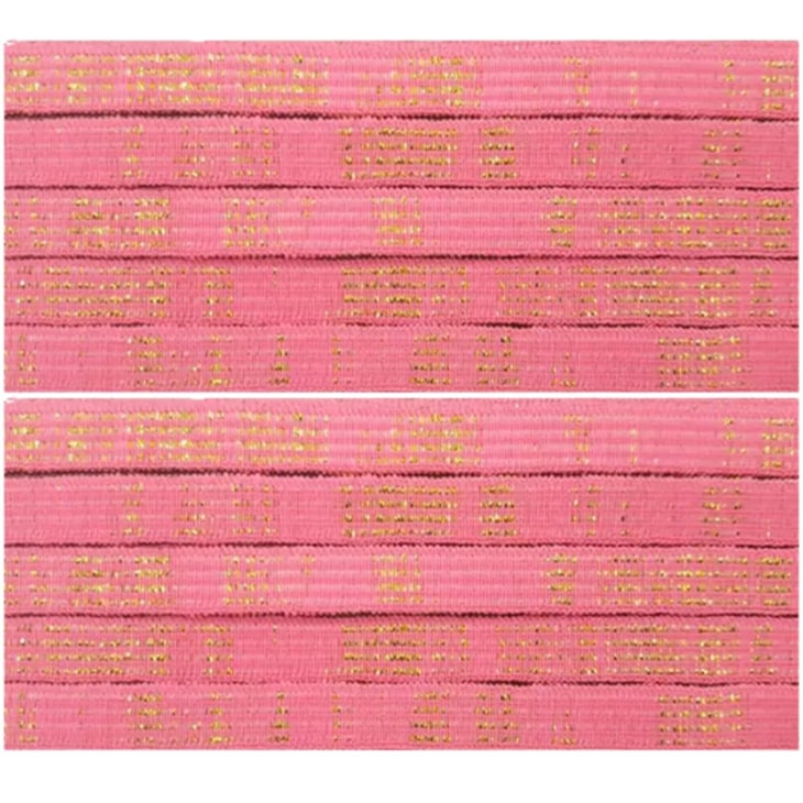 Elástico Chato Metalizado 7mm Rosa Cit. com Ouro Marpax 10m