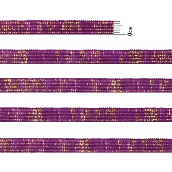 Elástico Chato Metalizado 7mm Roxo e Ouro Marpax com 10m