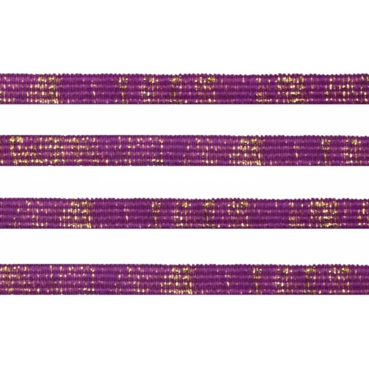Elástico Chato Metalizado 7mm Roxo e Ouro Marpax com 10m