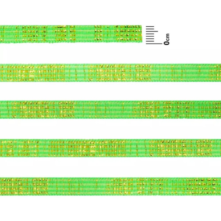 Elástico Chato Metalizado 7mm Verde Cit. e Ouro Marpax 10m