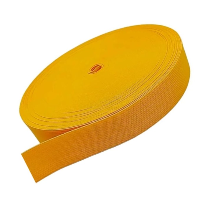 Elástico Grosso 3cm Chato Amarelo Ouro Marpax rolo com 25m