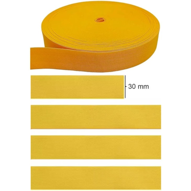 Elástico Grosso 3cm Chato Amarelo Ouro Marpax rolo com 25m