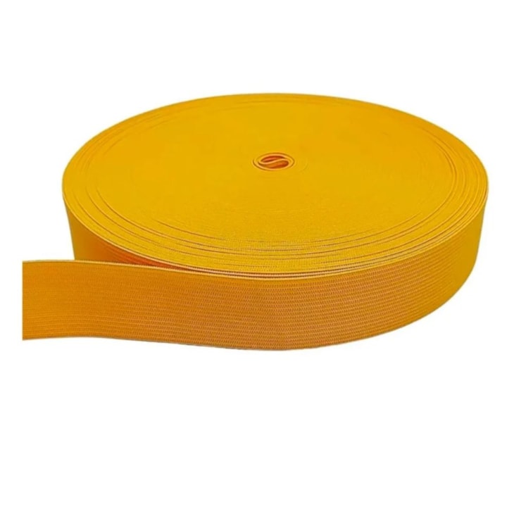 Elástico Grosso 3cm Chato Amarelo Ouro Marpax rolo com 25m