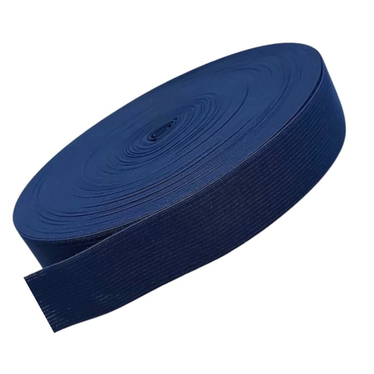 Elástico Grosso 3cm Chato Azul Marinho Marpax rolo com 25m