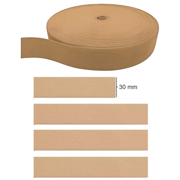 Elástico Grosso 3cm Chato Bege Liso Marpax rolo com 25m