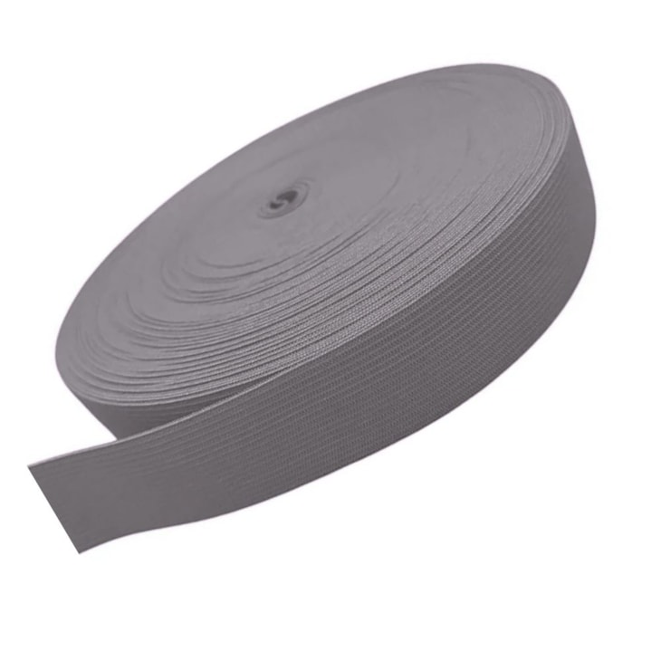 Elástico Grosso 3cm Chato Cinza Liso Marpax rolo com 25m