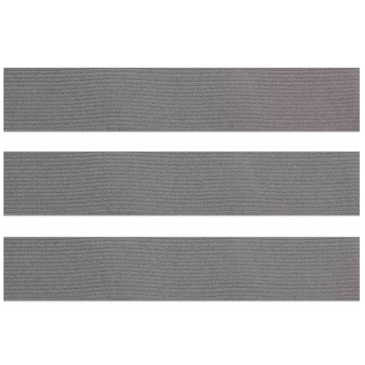 Elástico Grosso 3cm Chato Cinza Liso Marpax rolo com 25m