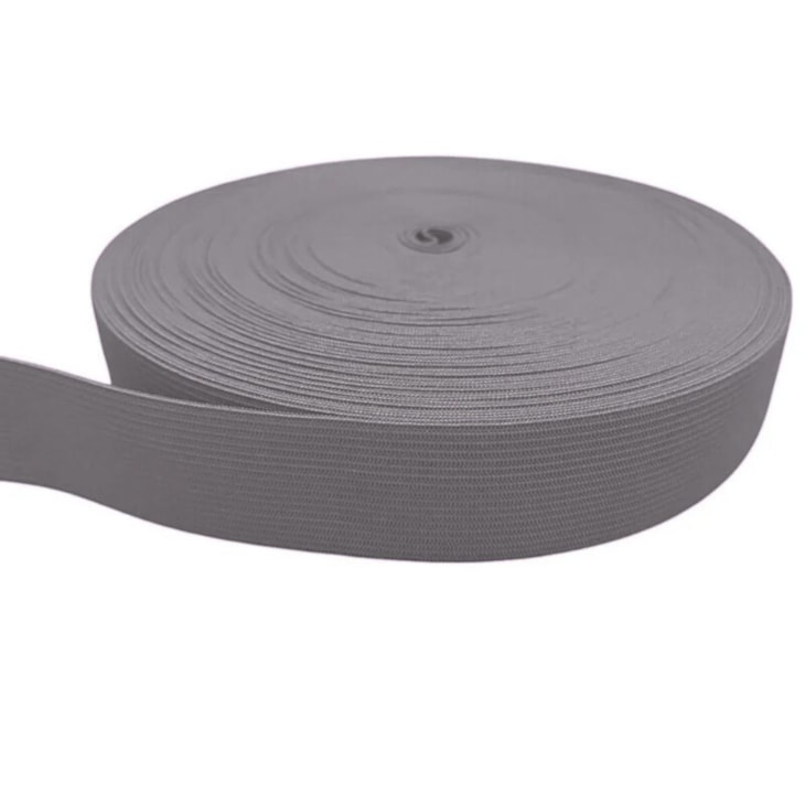 Elástico Grosso 3cm Chato Cinza Liso Marpax rolo com 25m