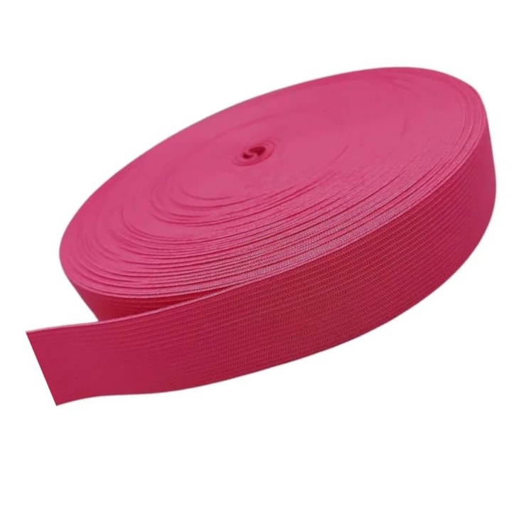Elástico Grosso 3cm Chato Rosa Pink Marpax rolo com 25m