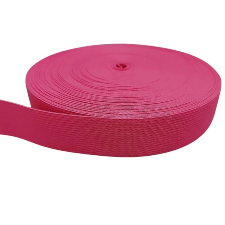 Elástico Grosso 3cm Chato Rosa Pink Marpax rolo com 25m